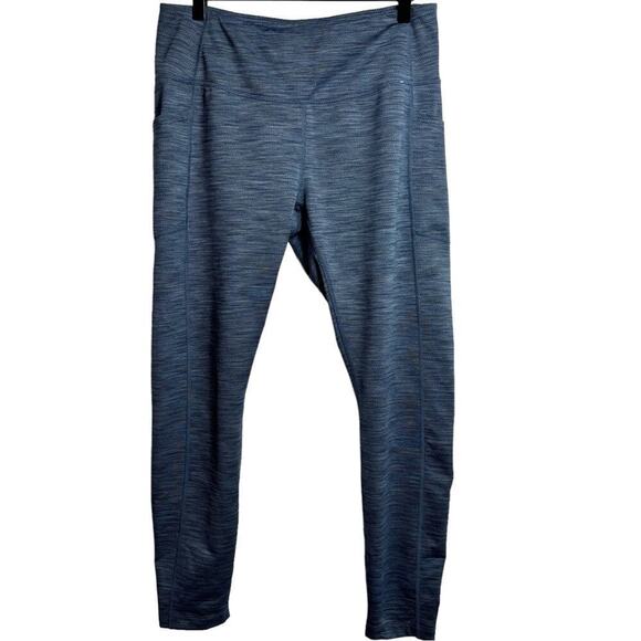 MONDETTA PERFORMANCE LUXURY WOMEN BLUE ATHLETIC WORKING OUT LEGGINGS WITH POCKET - Picture 1 of 7